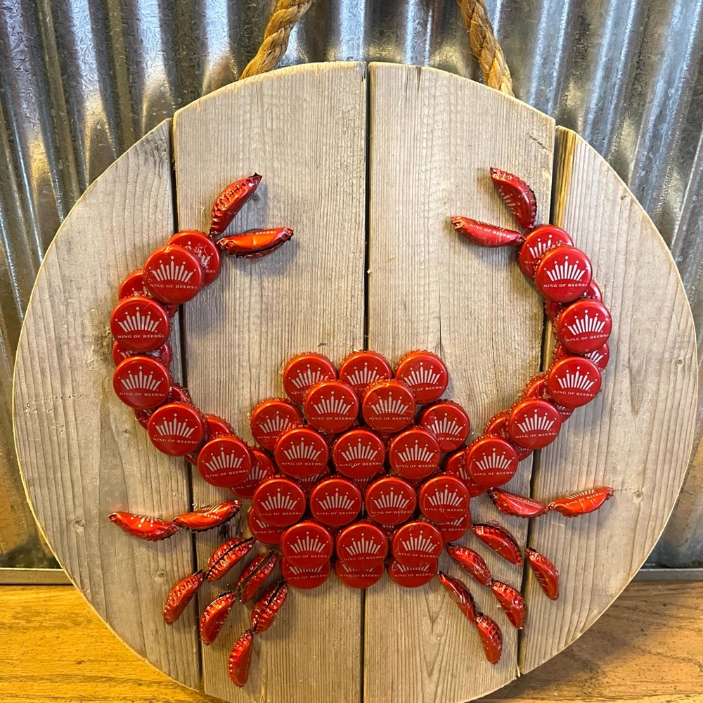 Crab bottle cap Sign
